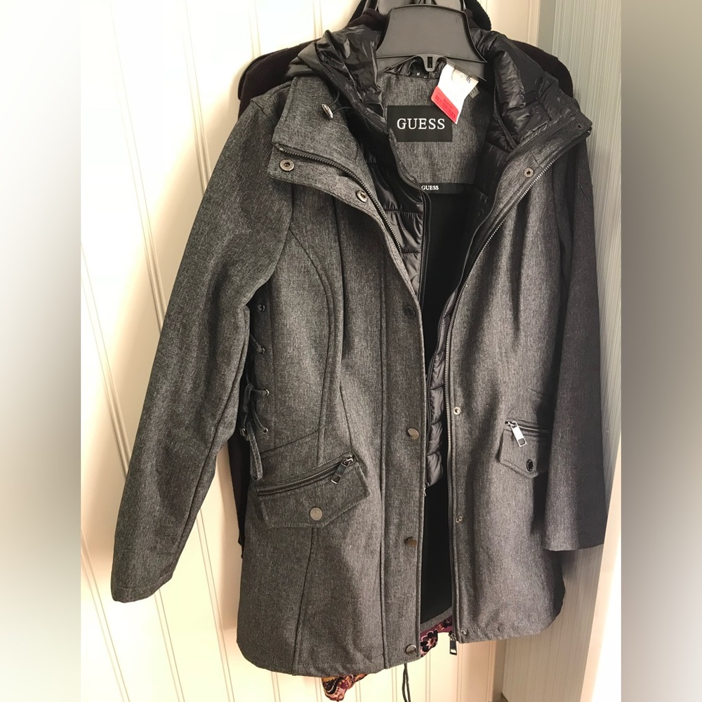 GUESS Charcoal Jacket with Button Accents